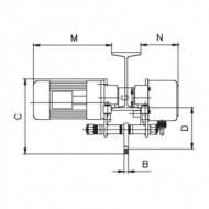 Carucior pentru troliuri electrice cu 1 / 2 viteze - Seria EFW-1 / EFW-2, modelul EFW 2-1 compatibil cu EKZT 20-1, putere 0,6 kW, UNICRAFT