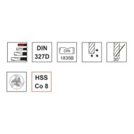 Freze HSS Co8, Tip N, scurte, DIN 327, prindere cilindrica conform DIN 1835 B, punct de centrare, 3 taisuri, FORMAT