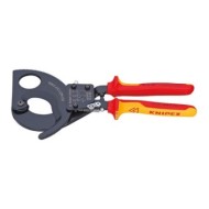 Clesti cu clichet (2 trepte) pentru taierea cablurilor de Cu si Al (32 / 52 mm ) cu manson bicomponent VDE 1000 V, Knipex