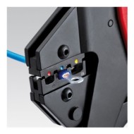 Cleste Crimp-System cu bacuri inlocuibile cu bacuri montate pentru conectori plati neizolati, Knipex