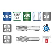 Tarod de masina universal, HSSE Co5, forma B, UNC No. 4 x 40, filet normal, D, DIN 371 - 376, VOLKEL