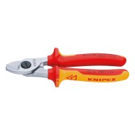 Clesti de taiat cabluri de Cu si Al, cu strat protector negru lustruit si manere cu manson bicomponent, L 165 mm, Knipex