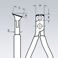 Clesti de taiere frontala pentru electronisti, suprafata oglinda lustruita si manere cu manson bicomponent, L 115 mm, Knipex