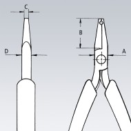 Clesti de taiere frontala pentru electronisti, suprafata oglinda lustruita si manere cu manson bicomponent, L 115 mm, unghi de indoire al falcilor 90°, Knipex