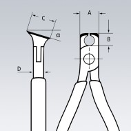 Clesti de taiere frontala pentru electronisti, suprafata oglinda lustruita si manere cu manson bicomponent, L 120 mm, Knipex