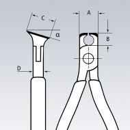 Clesti de taiere frontala pentru electronisti, suprafata oglinda lustruita si manere cu manson bicomponent, L 115 mm, Knipex