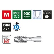 Set tarozi de masina extra-lungi (universali), HSS-E, filet metric, DIN 371, forma C/35° RSP, 150 mm lungime cu coada redusa, Volkel