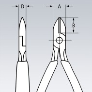 Cleste diagonal pentru electronica, cap mini, suprafata brunata lustruita si manere cu manson bicomponent, L 120 mm, Knipex