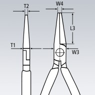 Cleste cu falci semi-rotunde inclinate la 40°, cu suprafata cromata si manere cu manson bicomponent, Knipex