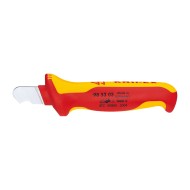 Cutter pentru dezizolare, cu maner bicomponent cu izolatie VDE, pentru cabluri rotunde, L 155, L lama 28 mm, raza 7.0 mm, Knipex