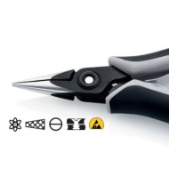 Cleste de precizie de prindere pentru electronisti, cu falci semi-rotunde si cu protectie la descarcare electrostatica, Knipex