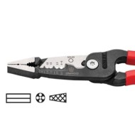 Cleste multifunctional - 5 in 1 - pentru electricieni, cu strat protector negru lustruit si manere cu manson din plastic, Knipex