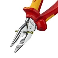 Cleste combinat cu varf ascutit, suprafata cromata si manere cu manson bicomponent VDE 1000 V, L 185 mm, Knipex