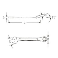 Set 12 chei rotative combinate, inclinate 15°, cu clichet, in inch, Stahlwille