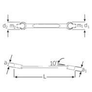 Cheie dubla inelara deschisa, inclinata 10°, profesionala, din otel aliat, cromat - DIN 3118, Stahlwille