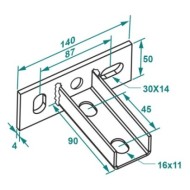 Suport Orizontal de sustinere pentru profile 38x40, 40x60, 41x21, 41x41 mm ,Rocast