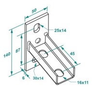 Suport Vertical de sustinere pentru profile 38x40, 40x60, 41x21, 41x41 mm ,Rocast