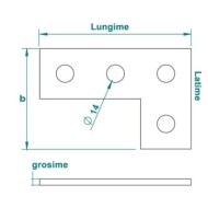 Suport L, 80 x 80 x 5 mm pentru profile 41 x 21, 41 x 41 mm, Rocast