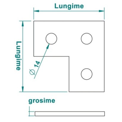 Suport L, 120 x 80 x 5 mm...