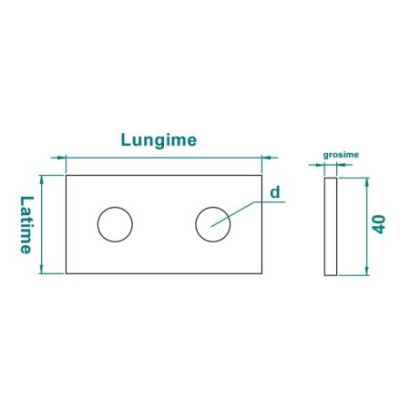 Conector cu 2 gauri, 80 x...