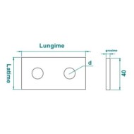 Conector cu 2 gauri, 80 x 40 x 5 mm,  plat zincat, drept pt. profile 41 x 21, 41 x 41 ,Rocast