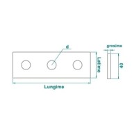 Conector cu 3 gauri, 120 x 40 x 5 mm, plat zincat, drept pt. profile 41 x 21, 41 x 41 ,Rocast