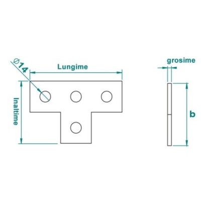 Suport T 120 x 80 x 5 mm...