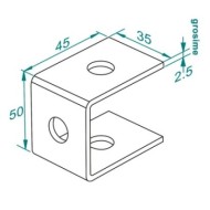 Suport tavan U, RMTT01S, 45 x 35 x 50 x 2.5 mm ,Rocast