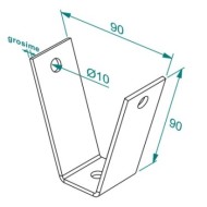 Suport tavan V, RMTT03S, 90 x 90 x 40 x 2.5 mm ,Rocast