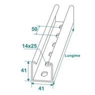 Profile perforate pentru montaj, sectiune 41 x 41 mm ,Rocast