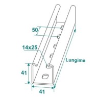 Profile perforate dintate, sectiune 41 x 41 mm ,Rocast