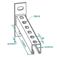 Consola suport CL41, Sectiune 41 x 41 mm , Zincata ,Rocast