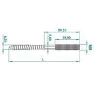 Prezon filetat M8 cu cap Torx pentru lemn, zincat ,Rocast