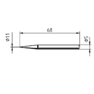 Vârf de schimb tip creion pentru ERSA 30S, L 68 mm, prindere Ø 5 mm, varf Ø 1.1 mm, Format