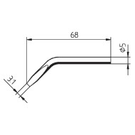 Vârf de schimb înclinat, tip daltă pentru ERSA 30S, L 68 mm, prindere Ø 5 mm, latime varf 3.1 mm, Format