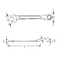 Set 5 chei rotative combinate, inclinate 15°, cu clichet, in inch, Stahlwille