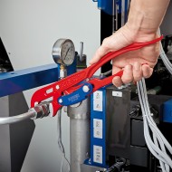 Cleste pentru tevi in forma de ,,S’’ cu reglare rapida, vopsit in camp electrostatic, rosu, Knipex