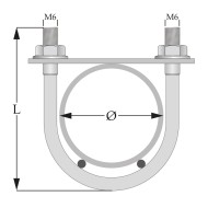 Brida din otel rotund, model BG, pentru fixarea panourilor de gard pe  stalpi rotunzi, Rocast